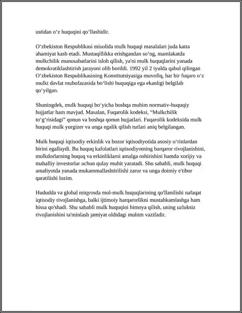 MULK HUQUQI SUB’YEKTLARI VA ULARNING MULKGA NISBATAN HUQUQLARI 4
