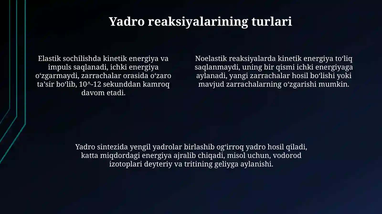 Yadro reaksiyalari va ularning xillari va mexanizmi 4
