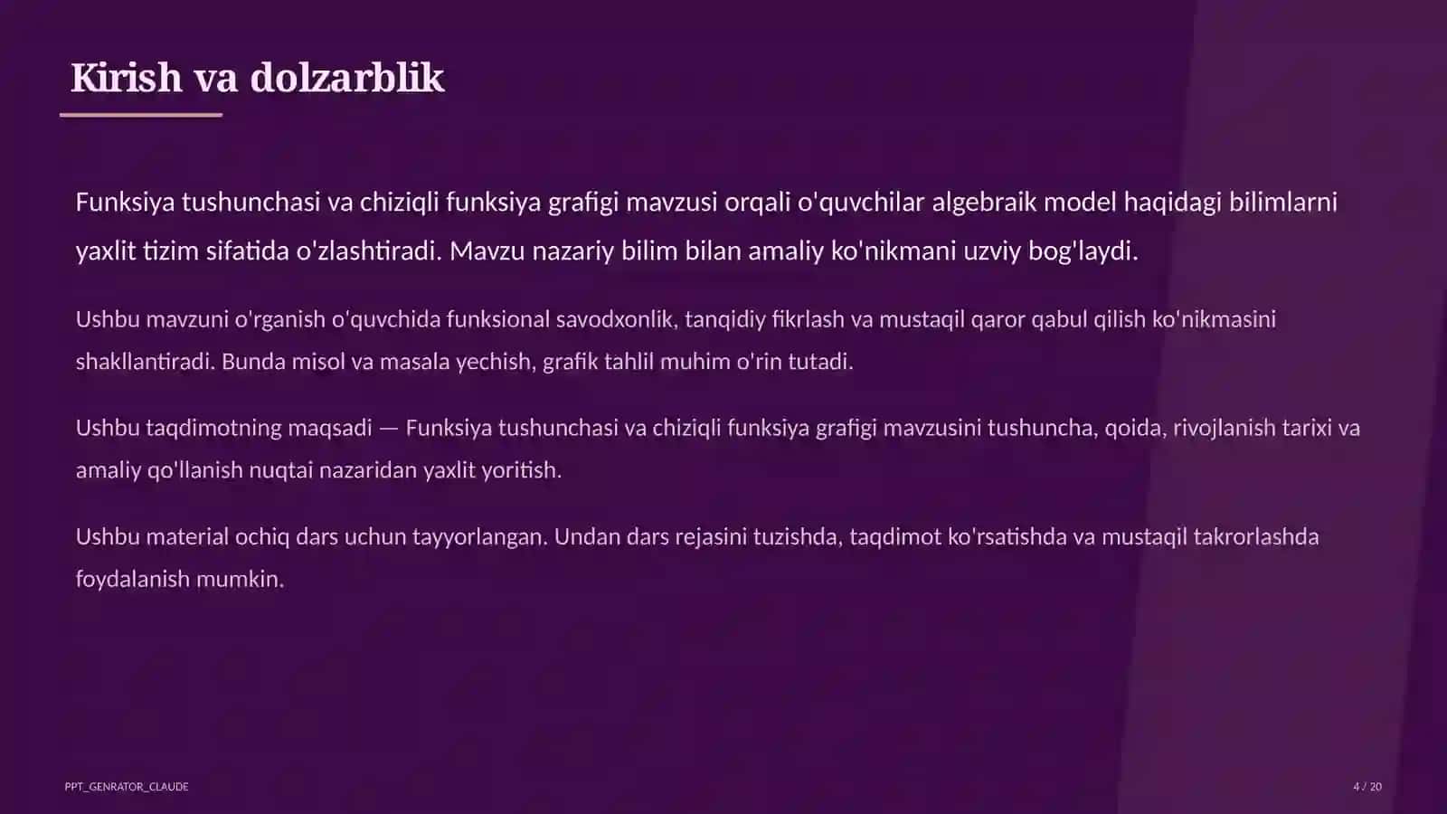 Funksiya tushunchasi va chiziqli funksiya grafigi (7-sinf) 4