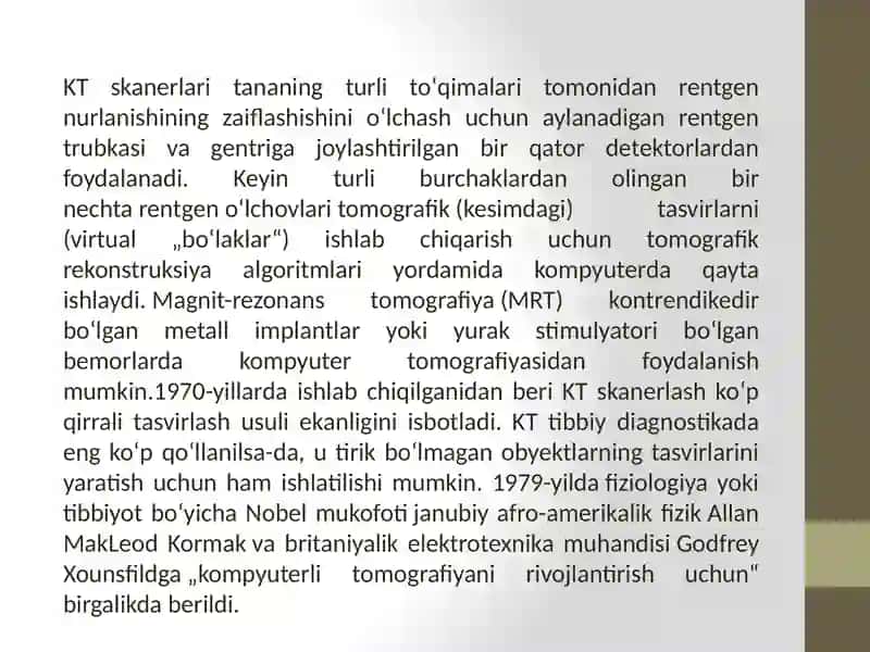 Kompyuter Tomografiyasi va Uni ishlashining fizik asoslari 4