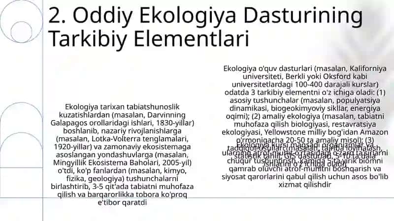 Ekologiya kursi maqsadi vazifasi va tuzilma tarixi 4
