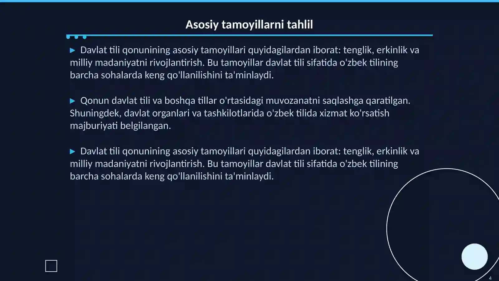 Davlat tili haqidagi qonun va uning ijrosini tahlili 4