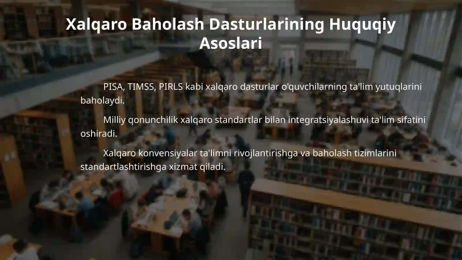 Ta’limda baholash sifatini belgilovchi xalqaro dasturlarni asoslovchi huquqiy-meyoriy hujjat tahlili 4