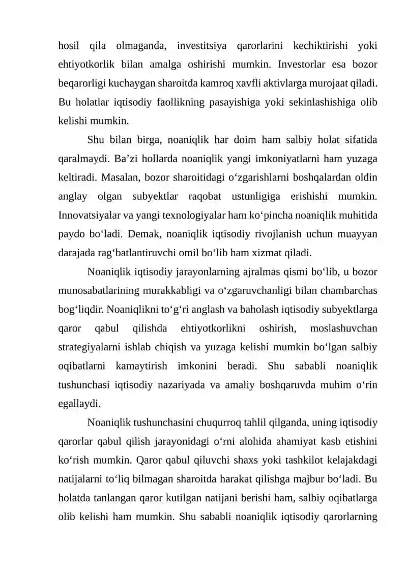 Noaniqlik va tavakkalchilikning umumiy tushunchalari 4