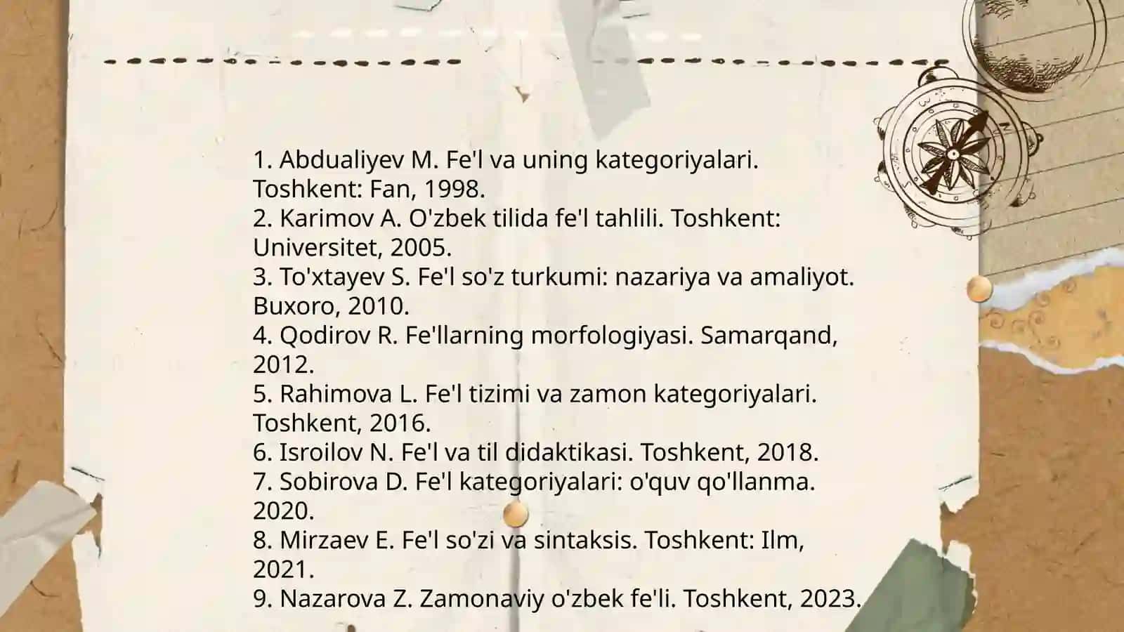 Ot so'z turkumlarini o'rganishga oid adabiyotlar ro'yxati 4