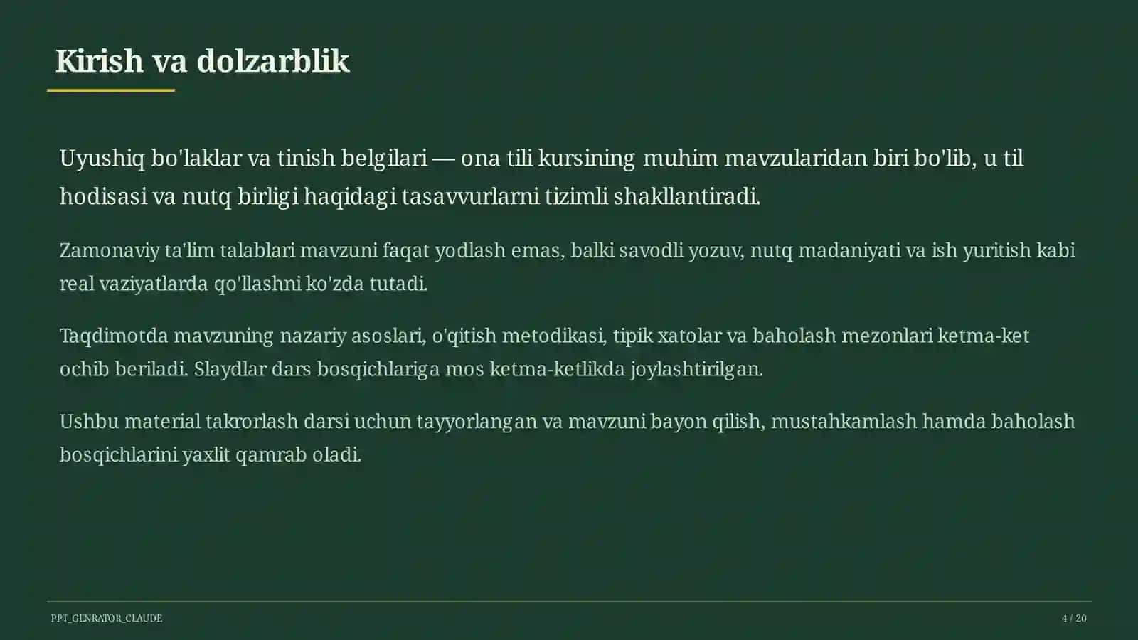Uyushiq bo'laklar va tinish belgilari (8-sinf) 4