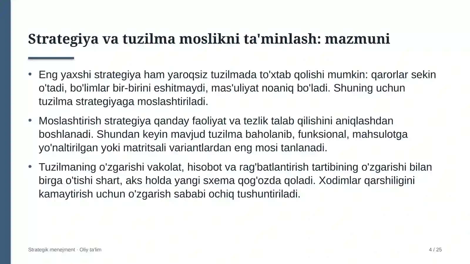 Strategik Menejment · Oliy Ta'lim 4