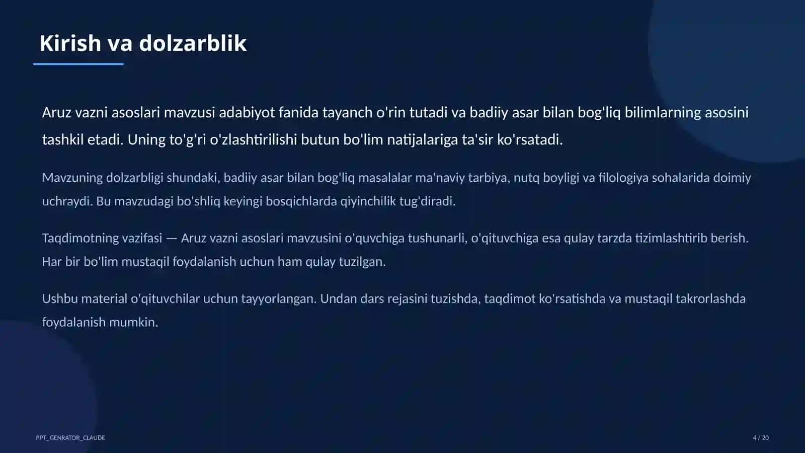 Aruz vazni asoslari (9-sinf) 4