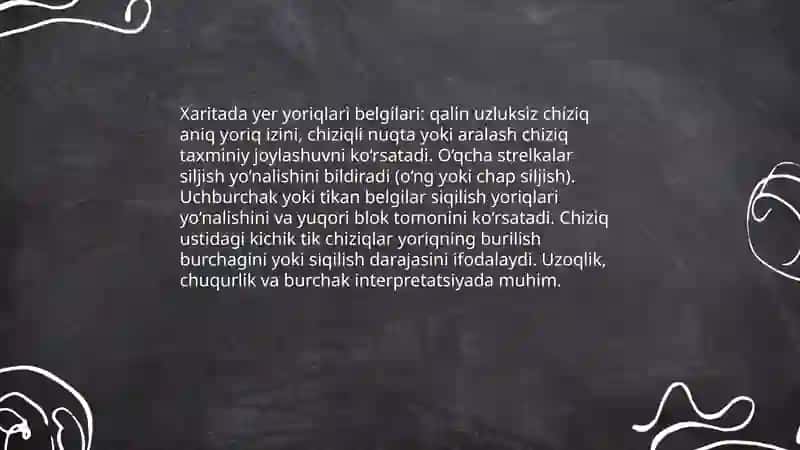 Asosiy tektonik yer yoriqlari xaritasi bilan ishlash 4