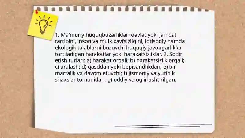 Huquqbuzarlik turlari va ularni sodir etish turlari 4