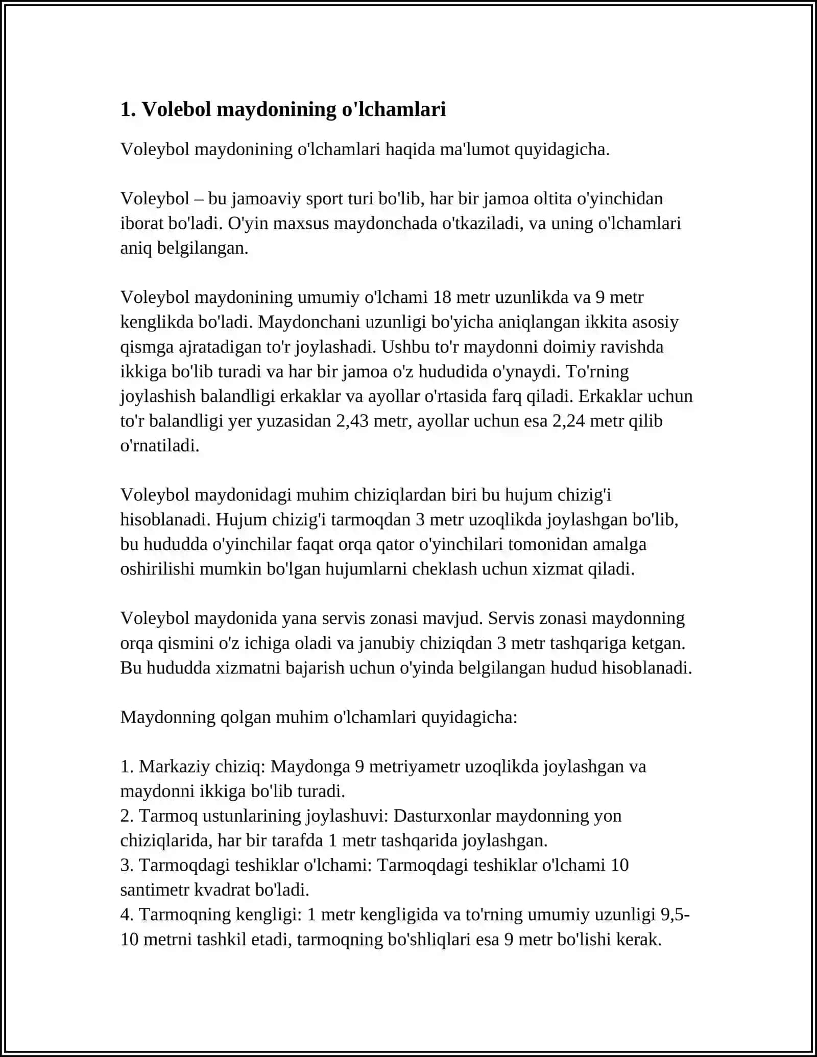 VALEBOL OYINI QOIDALARI 4