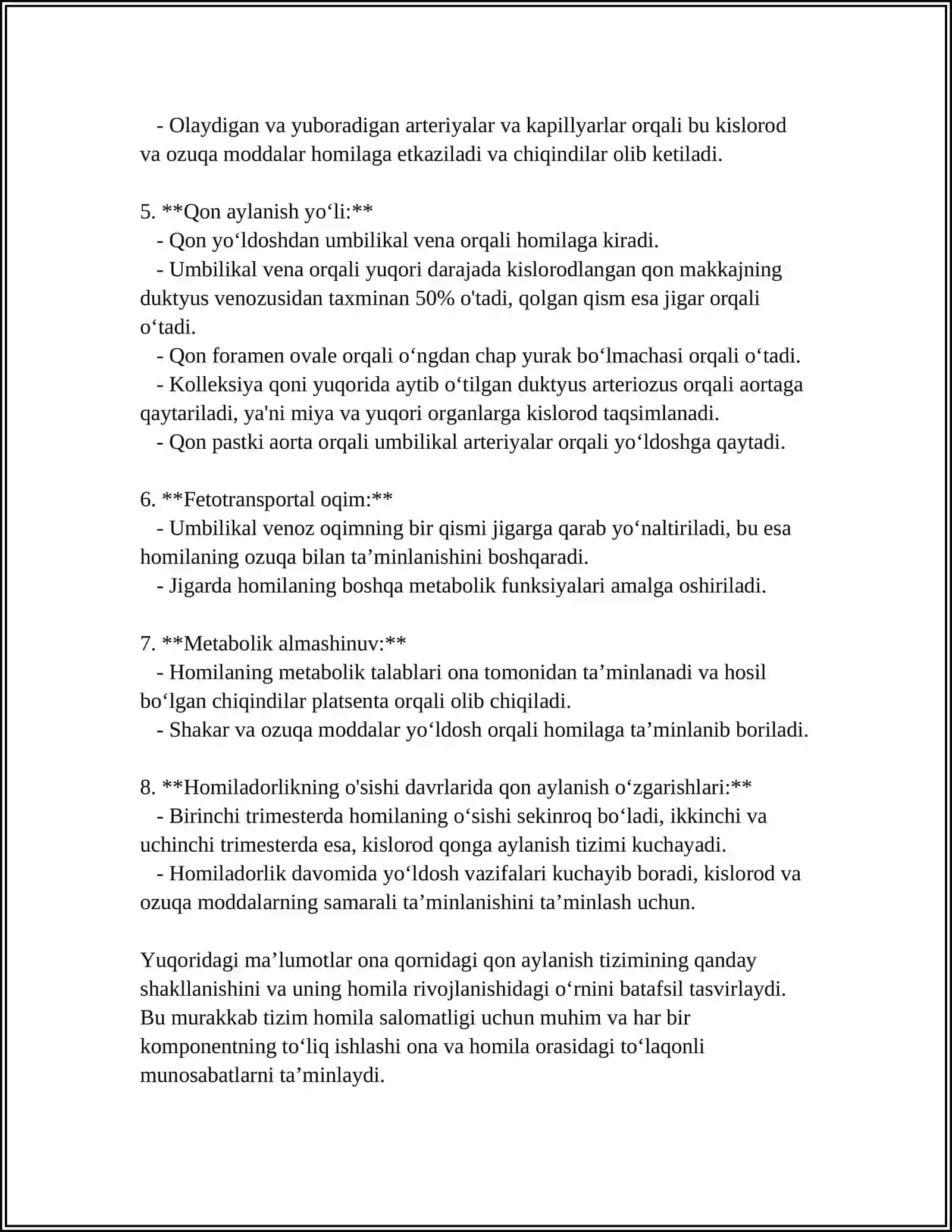ONA QORNIDA VA TUG’ILGANDAN KEYINGI QON AYLANISH TIZIMINING AHAMIYATI. YANGI TUG’ILGAN CHAQALOQLARDA EKG NING O’ZIGA HOS HUSUSIYATLARI 4