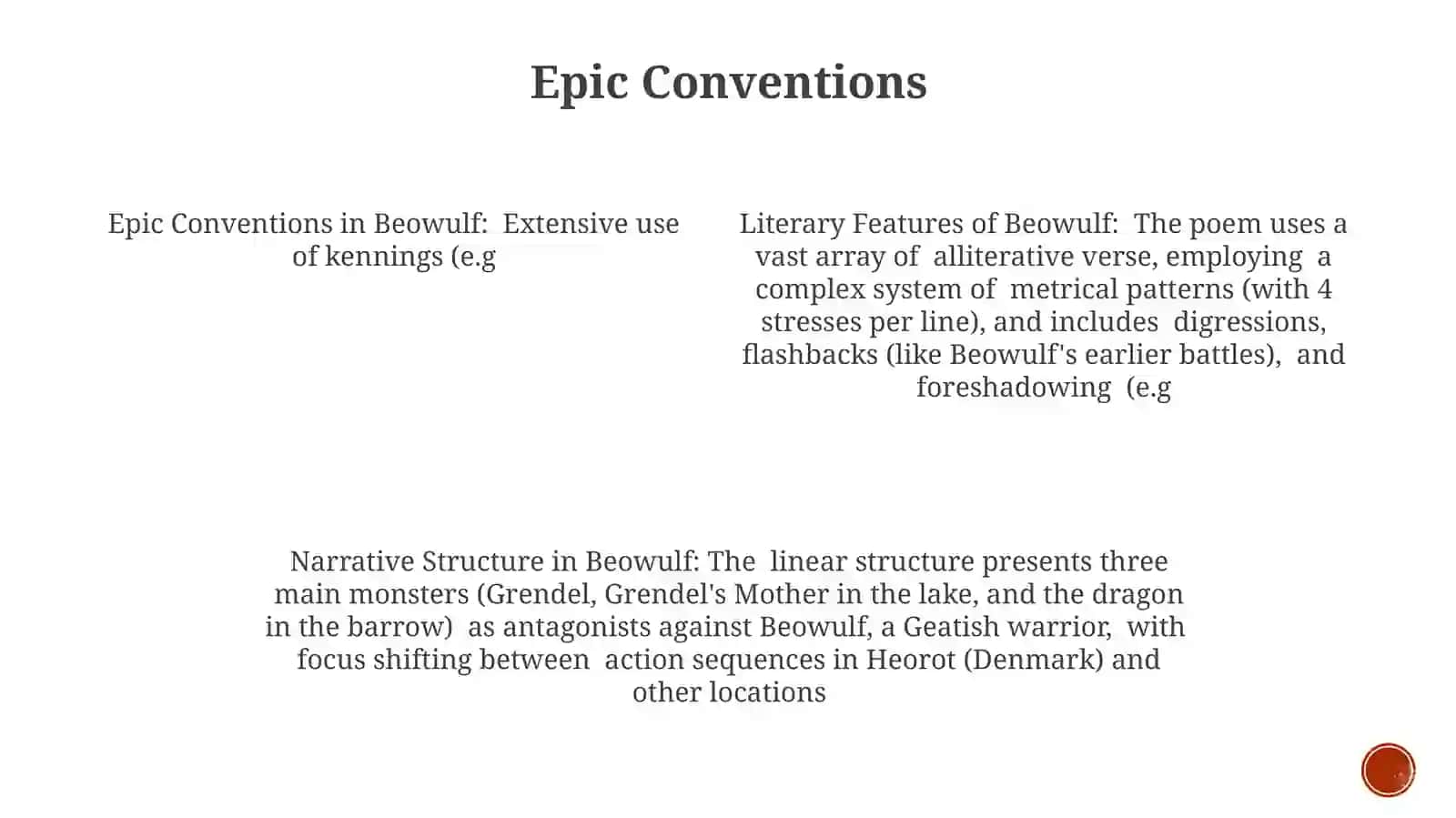 Беовулф, Epic Conventions and Structure 4