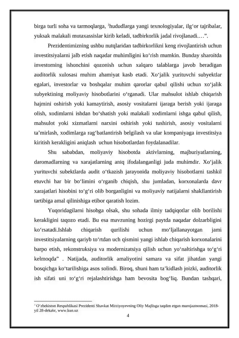 Korxonani auditorlik tekshiruvidan oʻtkazish ishchi dasturi 4