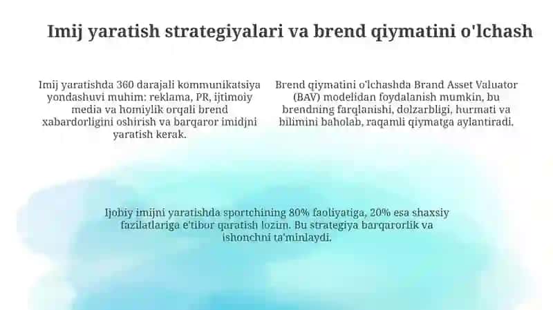 Sportda brending va imijni oʻrganish. Sport tashkilotlari va sportchilar brendi 4