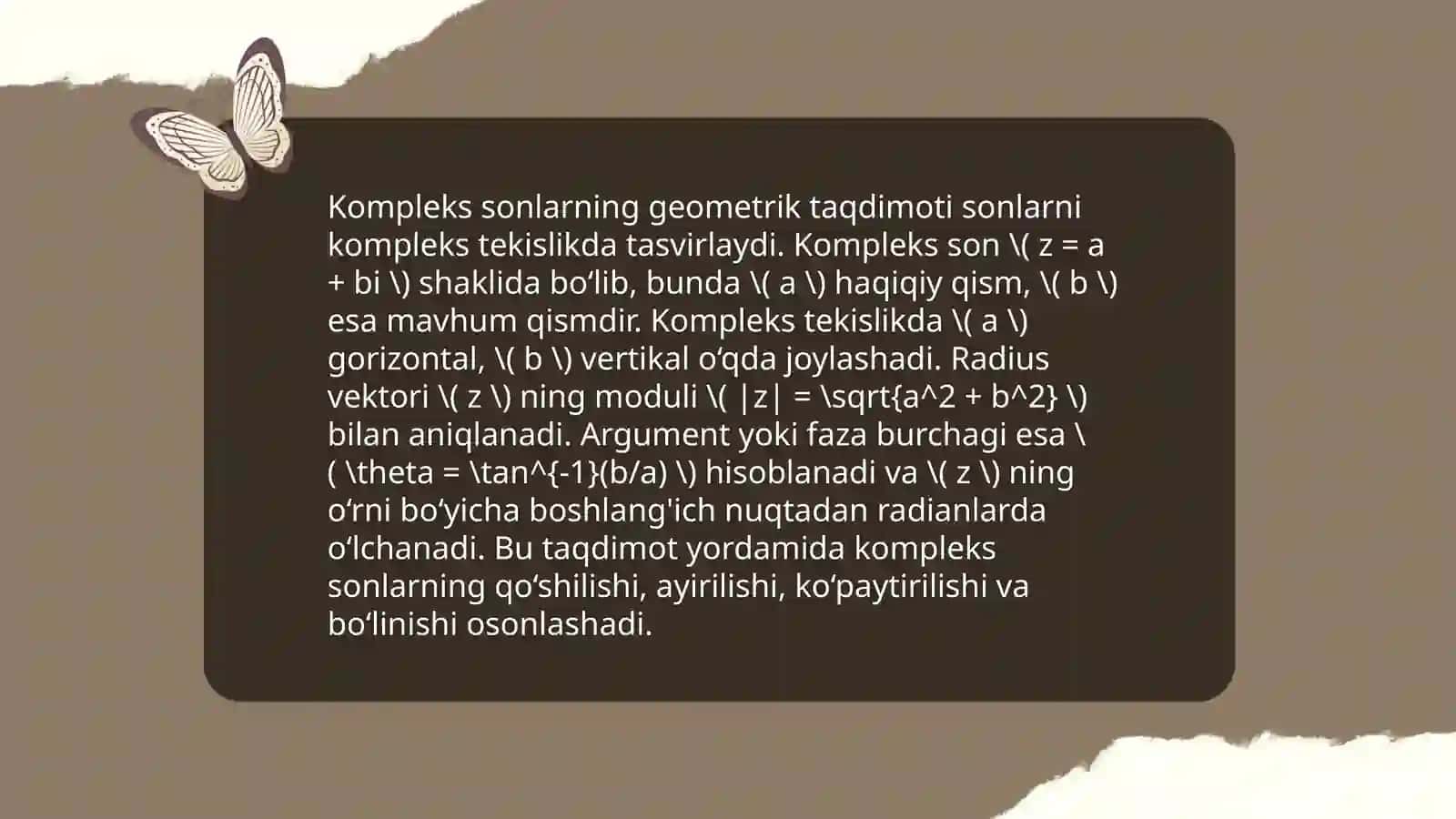 Kompleks sondan ildiz chiqarish. Muavr formulasining tadbiqlari 4
