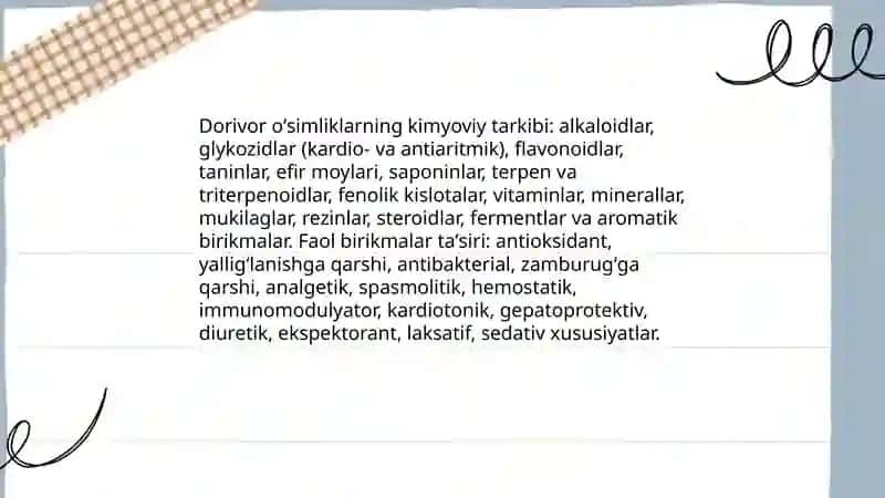 Xalq tabobatida va meditsinada qoʻllaniladigan dorivor oʻsimliklar 4