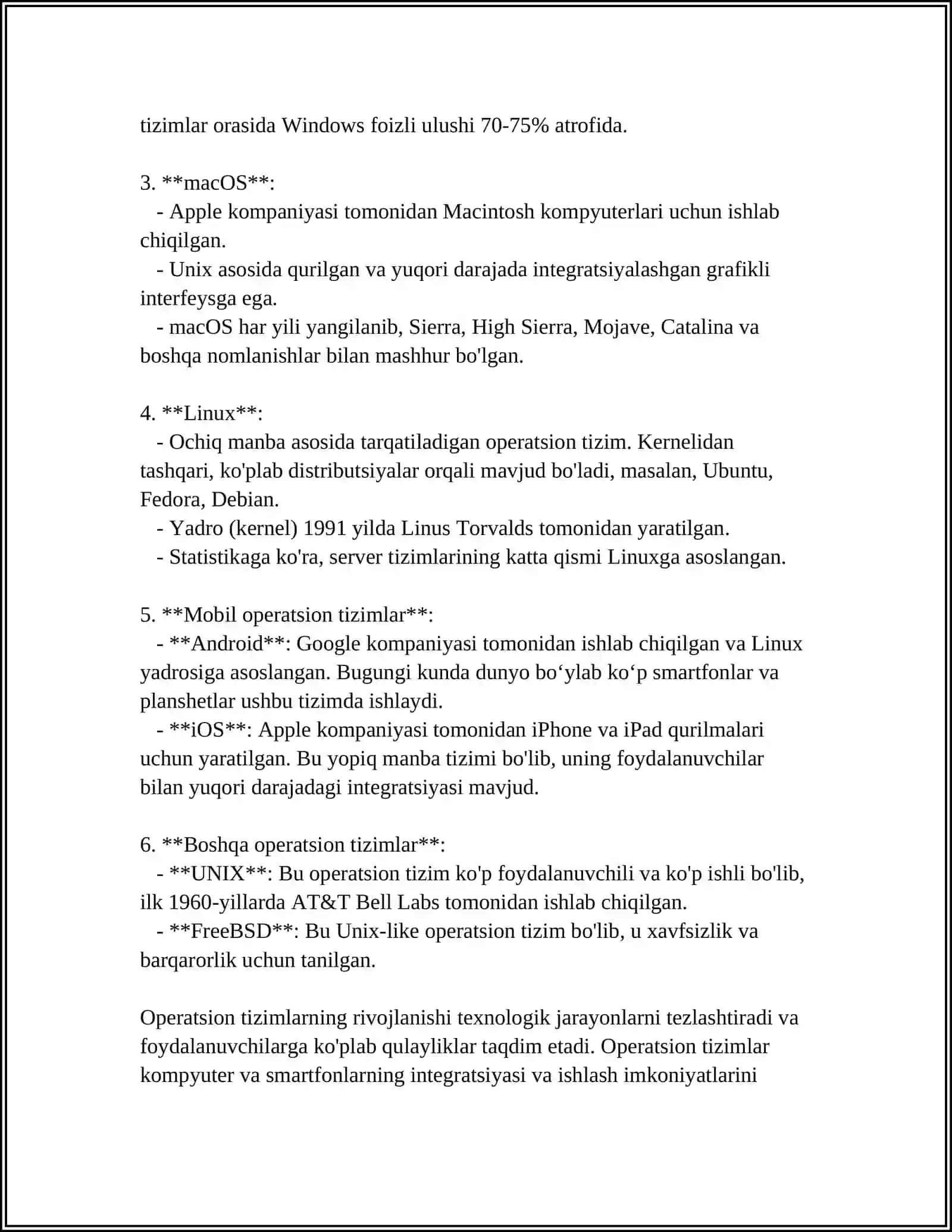 MUSTAQIL ISH Mavzu: OPERATSION BUYUM TIZIMI BILAN OPERATSION KOMPLEKS TIZIMINI FARQLASH 4