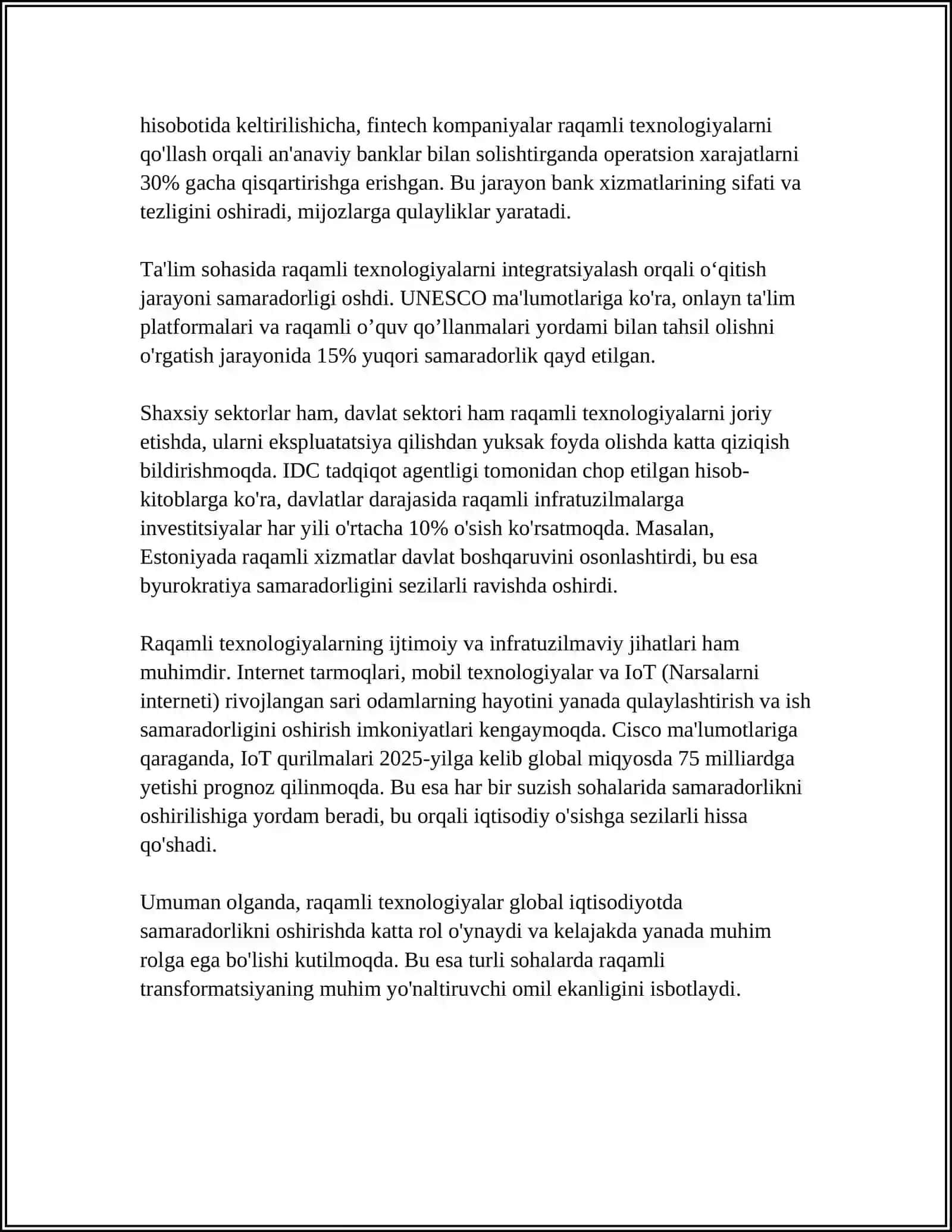 IQTISODIYOTDA RAQAMLI TEXNOLOGIYALARDAN FOYDALANISHNING ASOSIY ROLLARI 4