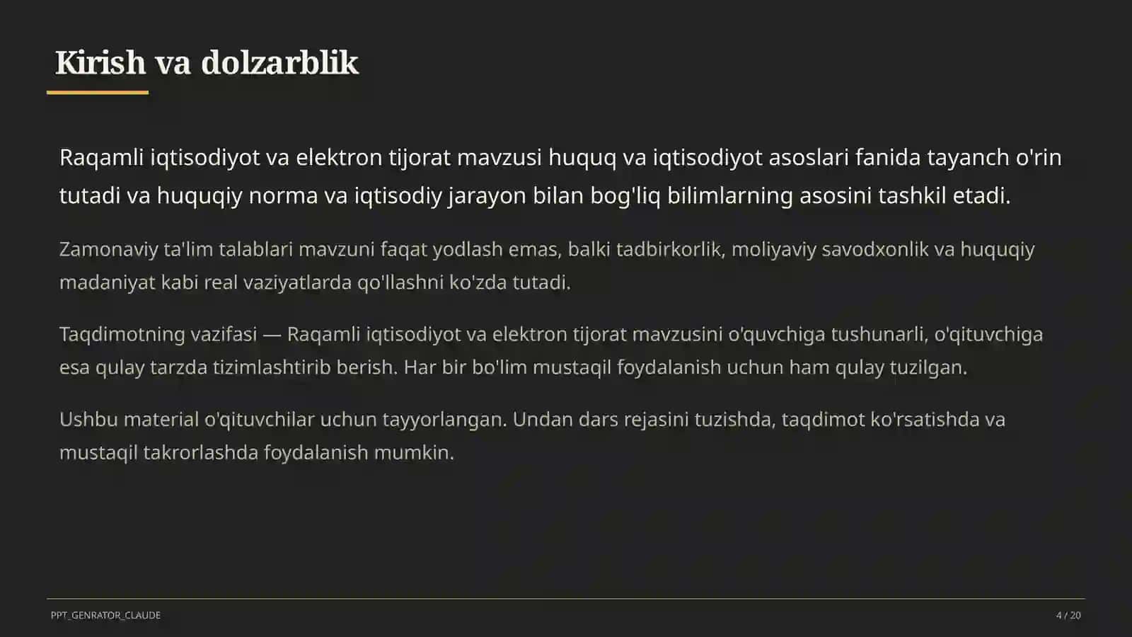 Huquq va iqtisodiyot asoslari (9–11) — o'qituvchilar uchun 4