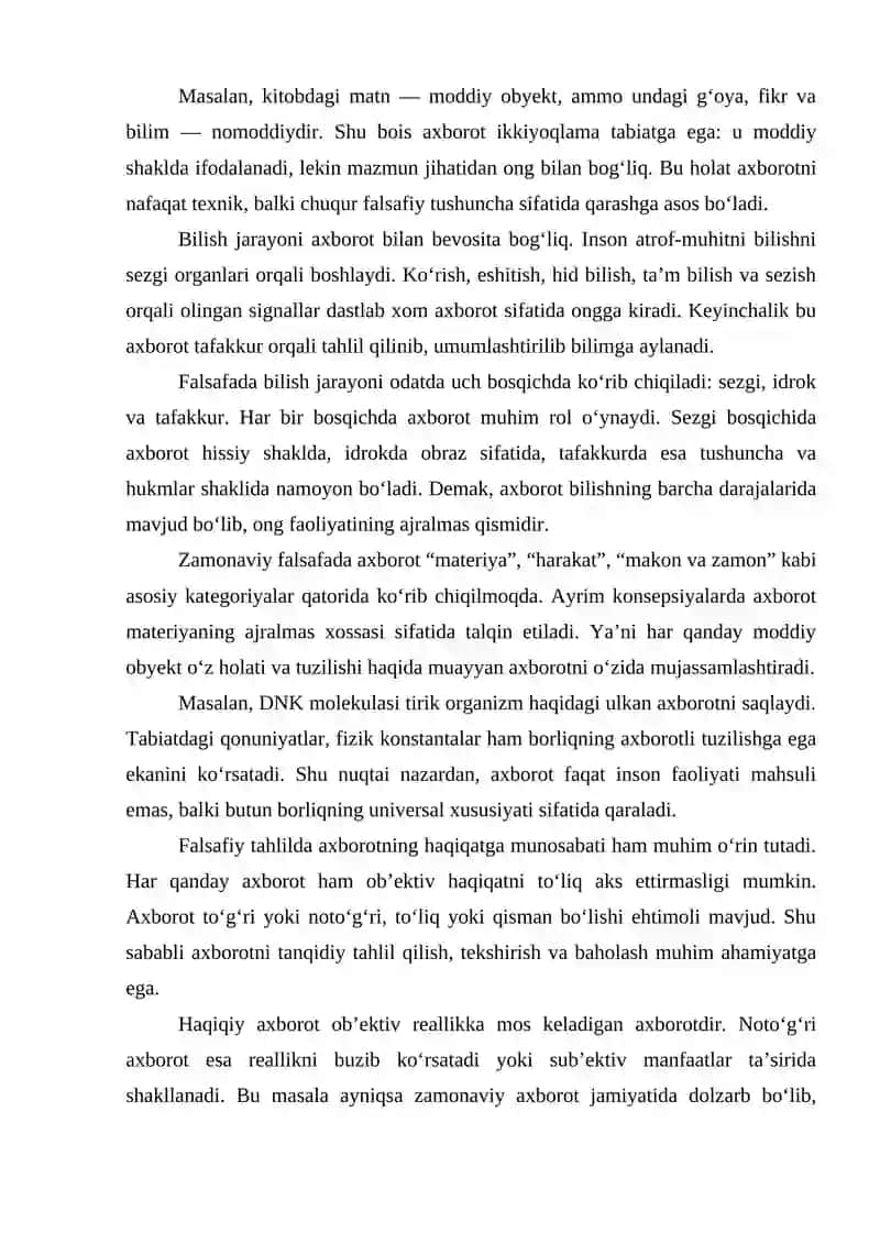 Axborot — ob’ektiv reallikning muhim qismi 4