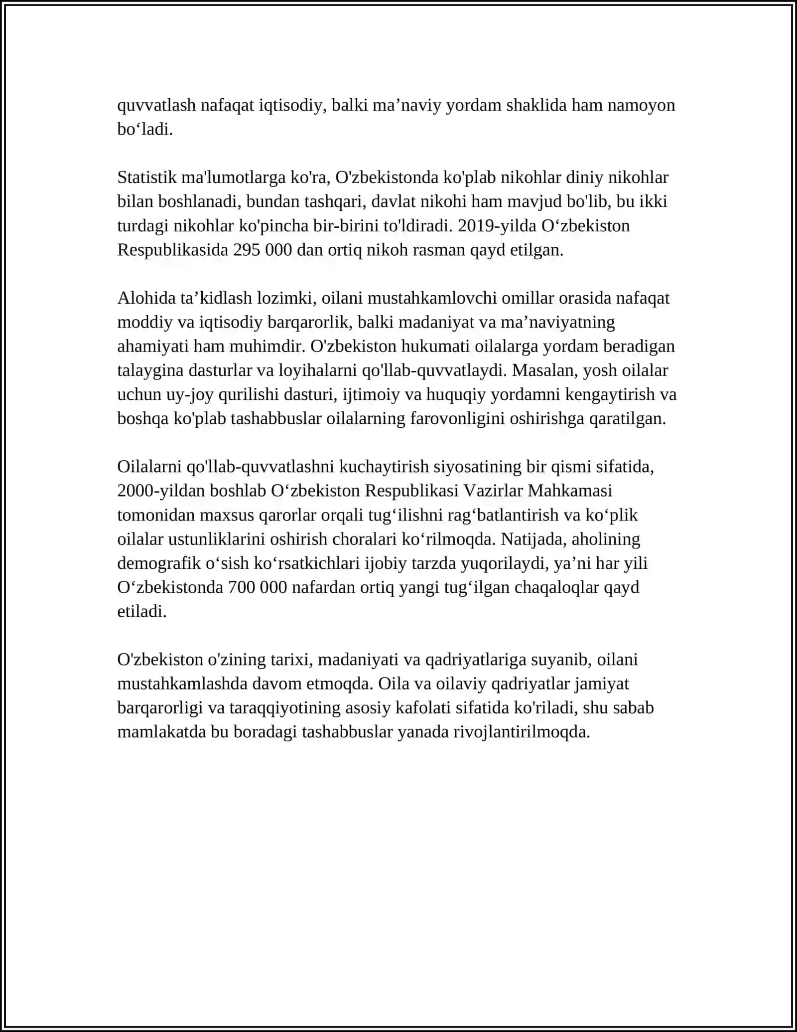 O‘ILA VA JAMIYAT REFERAT 4