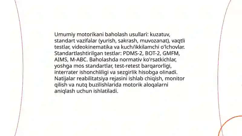 Turli nutq buzilishlarida umumiy, mayda motorikani tekshirish va rivojlantirish texnologiyasi 4