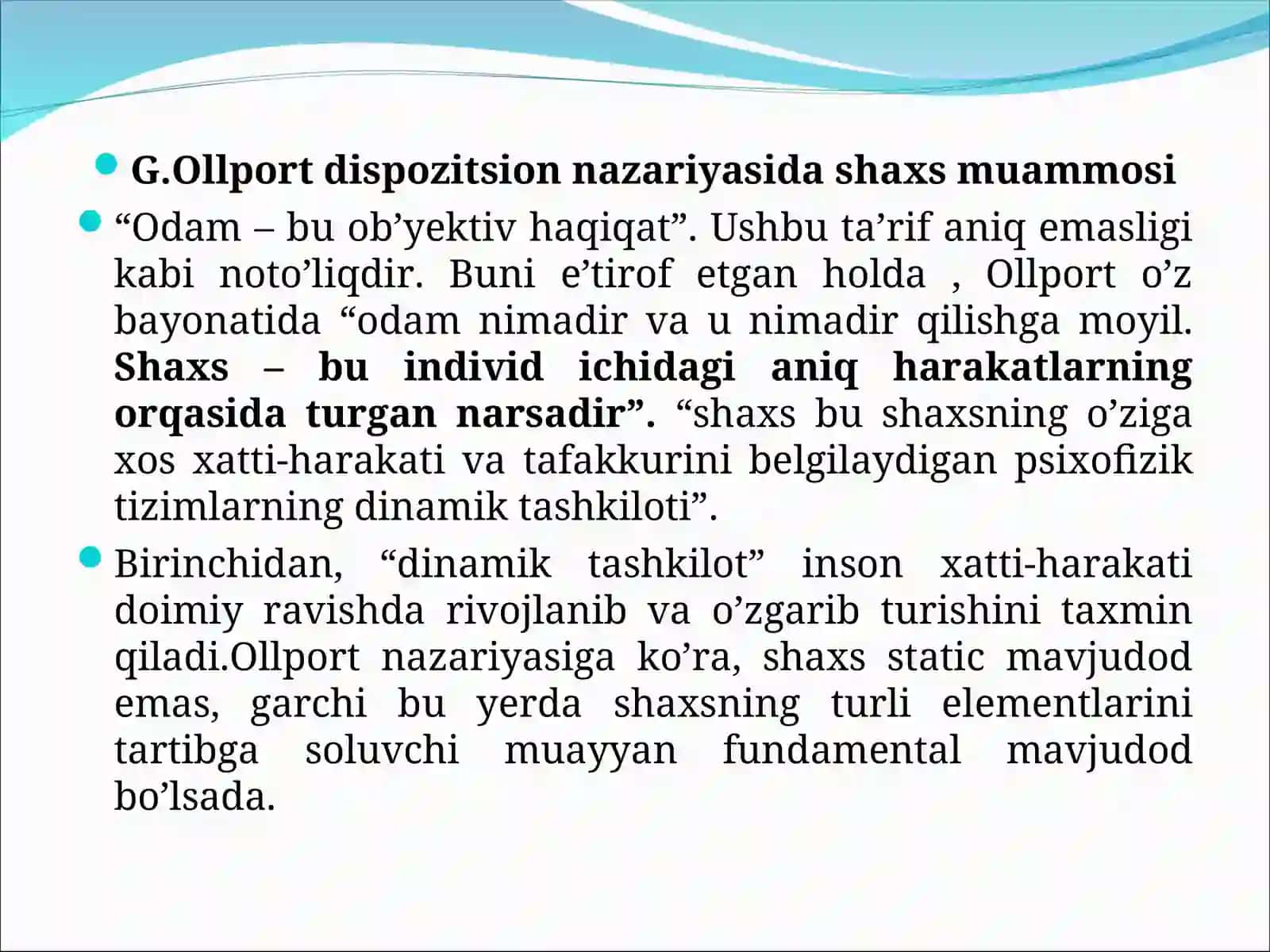 GORDON OLPORT: SHAXS DISPAZITSION NAZARIYASI 4