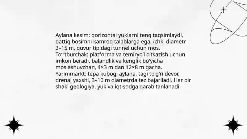 TONNEL QOPLAMALARINING GABARITLARI VA KO’RINISH SHAKLI 4