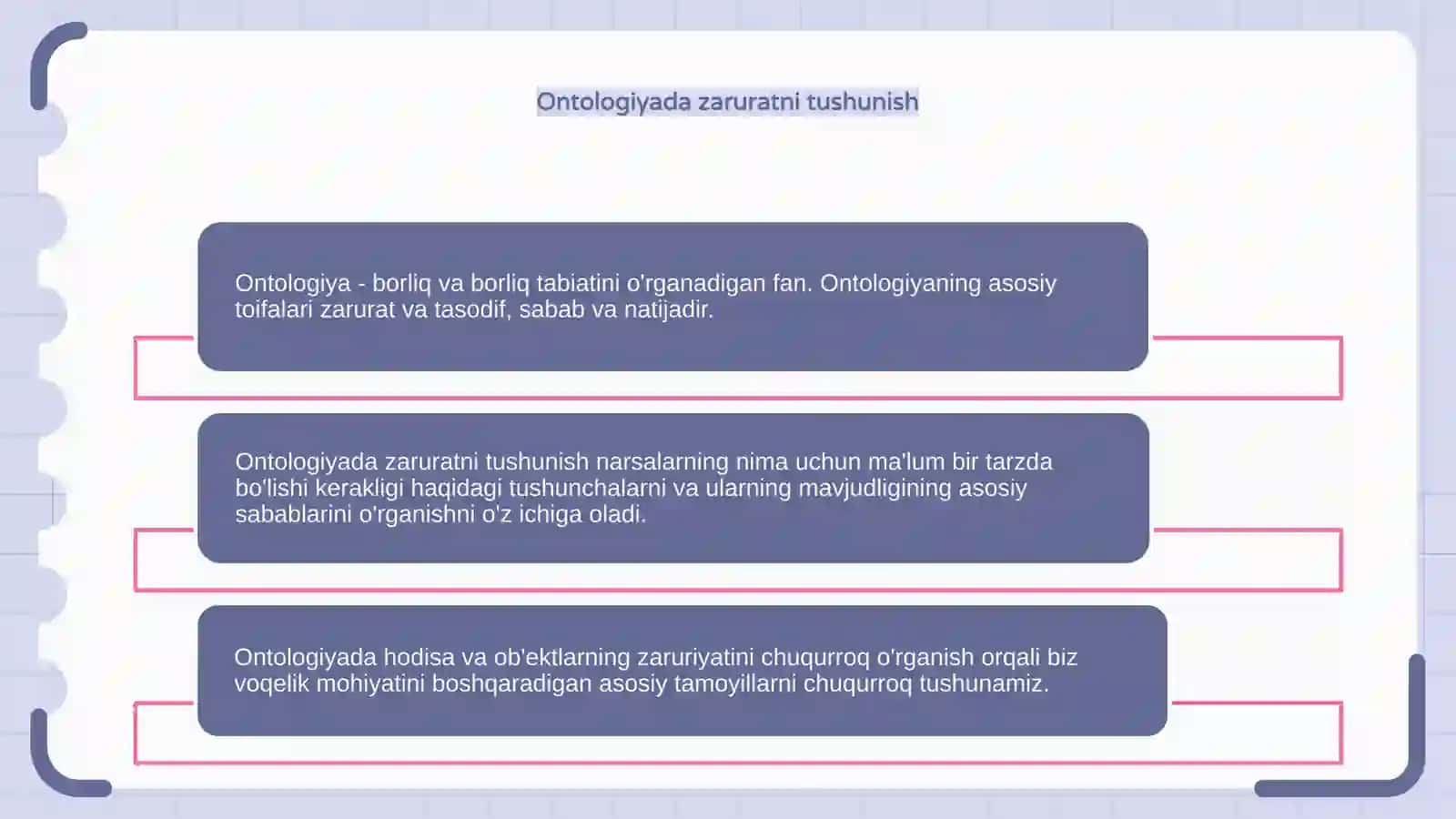 Ontologiyaning asosiy kategoriyalari,zaruratva tasodif, sabab va oqibat (2) 4