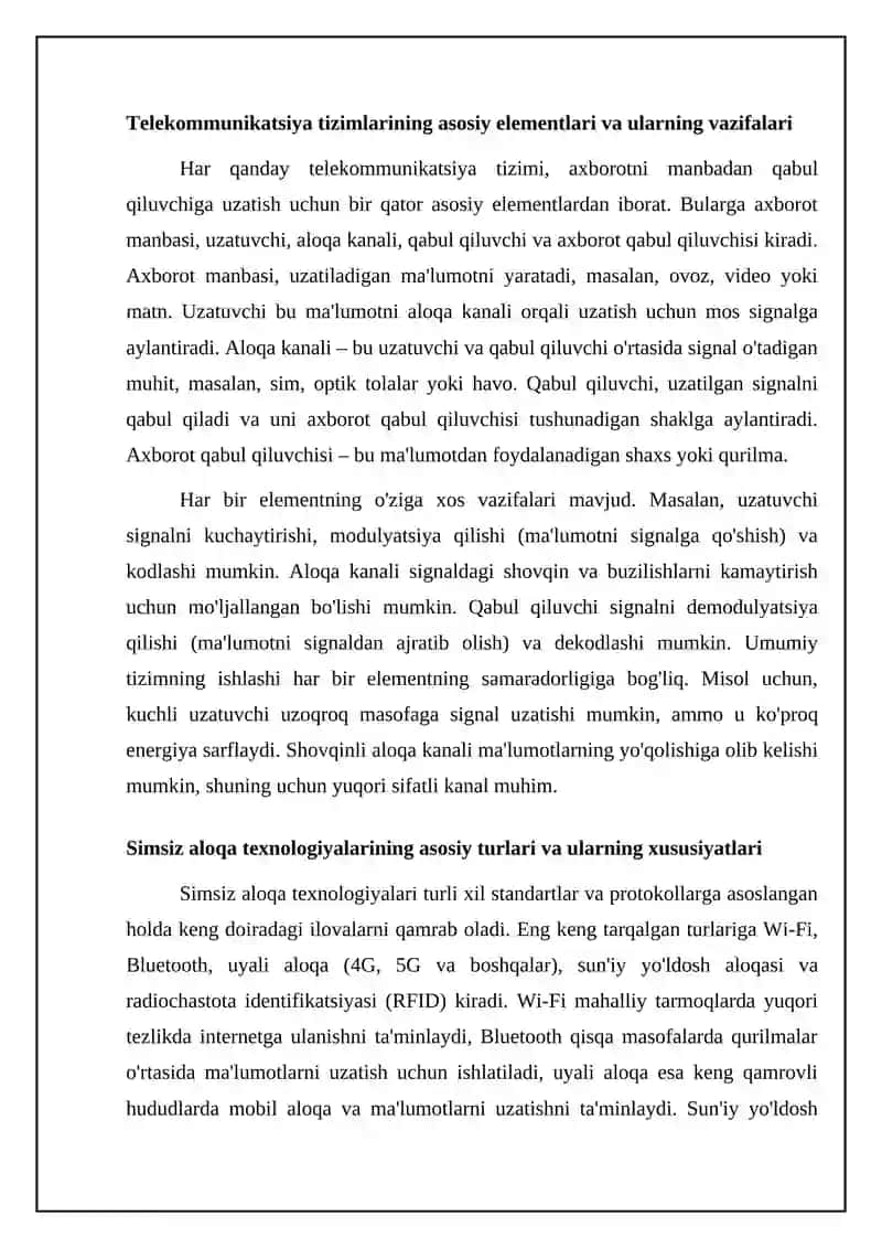 Telekommunikatsiya va simsiz aloqa texnologiyalari 4