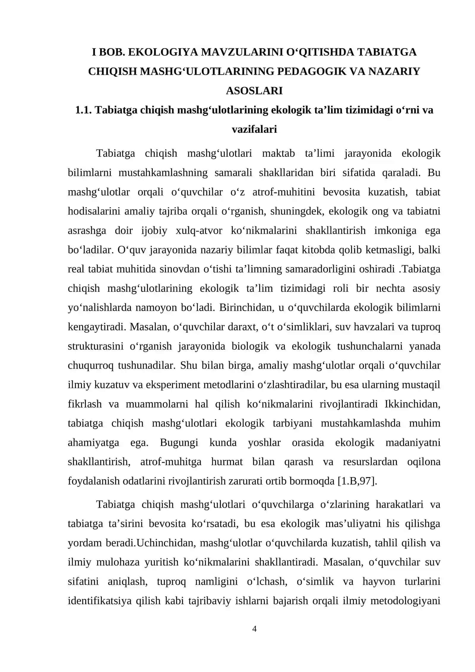 EKOLOGIYA MAVZULARINI O‘QITISHDA TABIATGA CHIQISH MASHG‘ULOTLARI 4