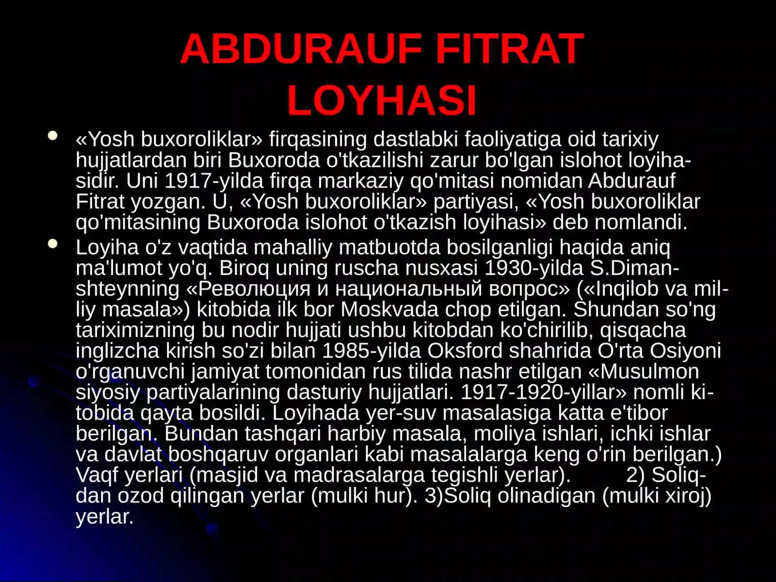 BUXORA DAVLATINING TUGATILISHI VA SHO`ROLAR DAVLATINING TASHKIL TOPISHI 4