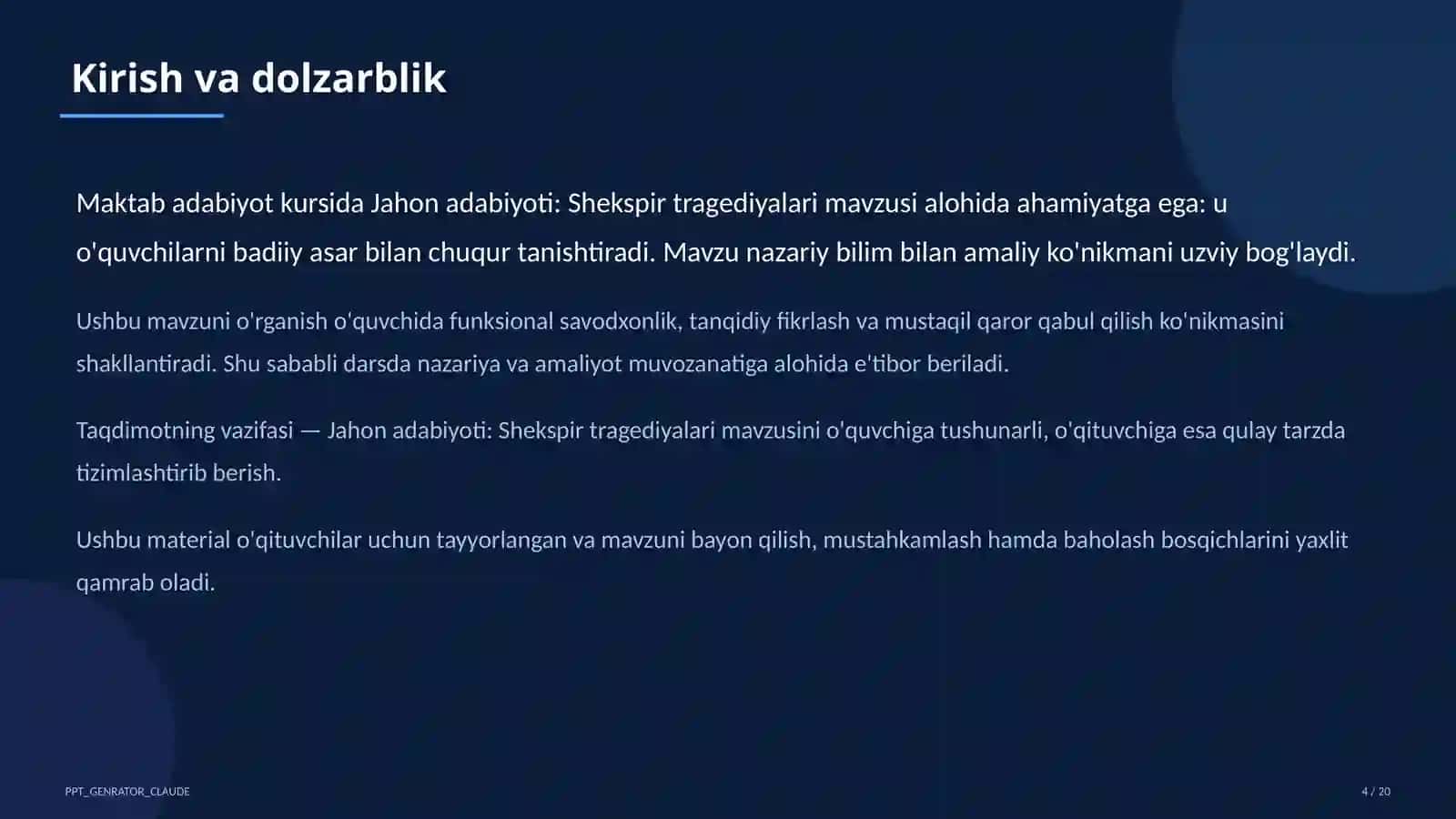 Shekspir tragediyalari (10-sinf) 4