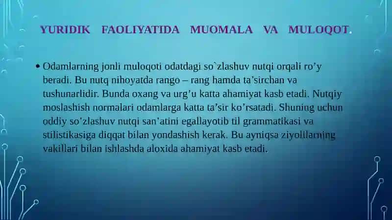 Yuridik faoliyatning muloqoti 4