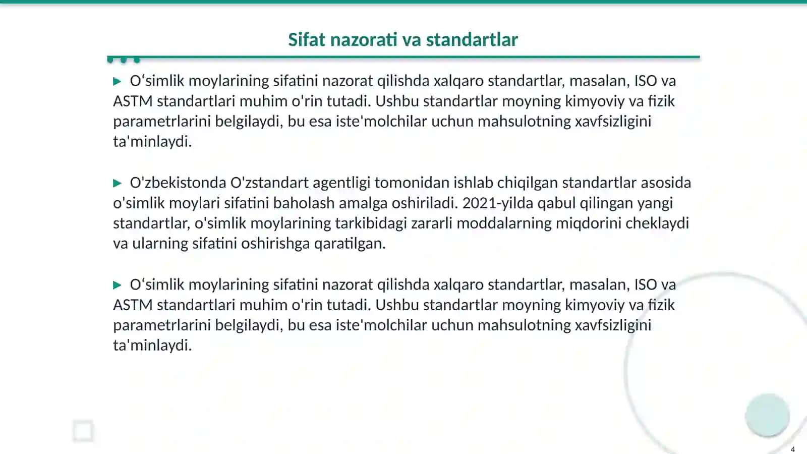 Oʻsimlik moylarini sifat ekspertizasi 4