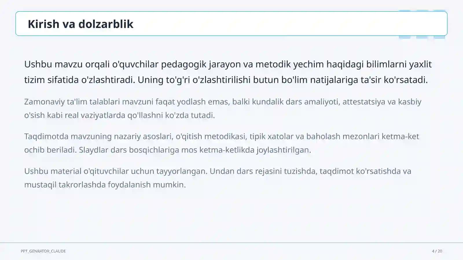 O'qituvchining nutq madaniyati va pedagogik muloqot 4