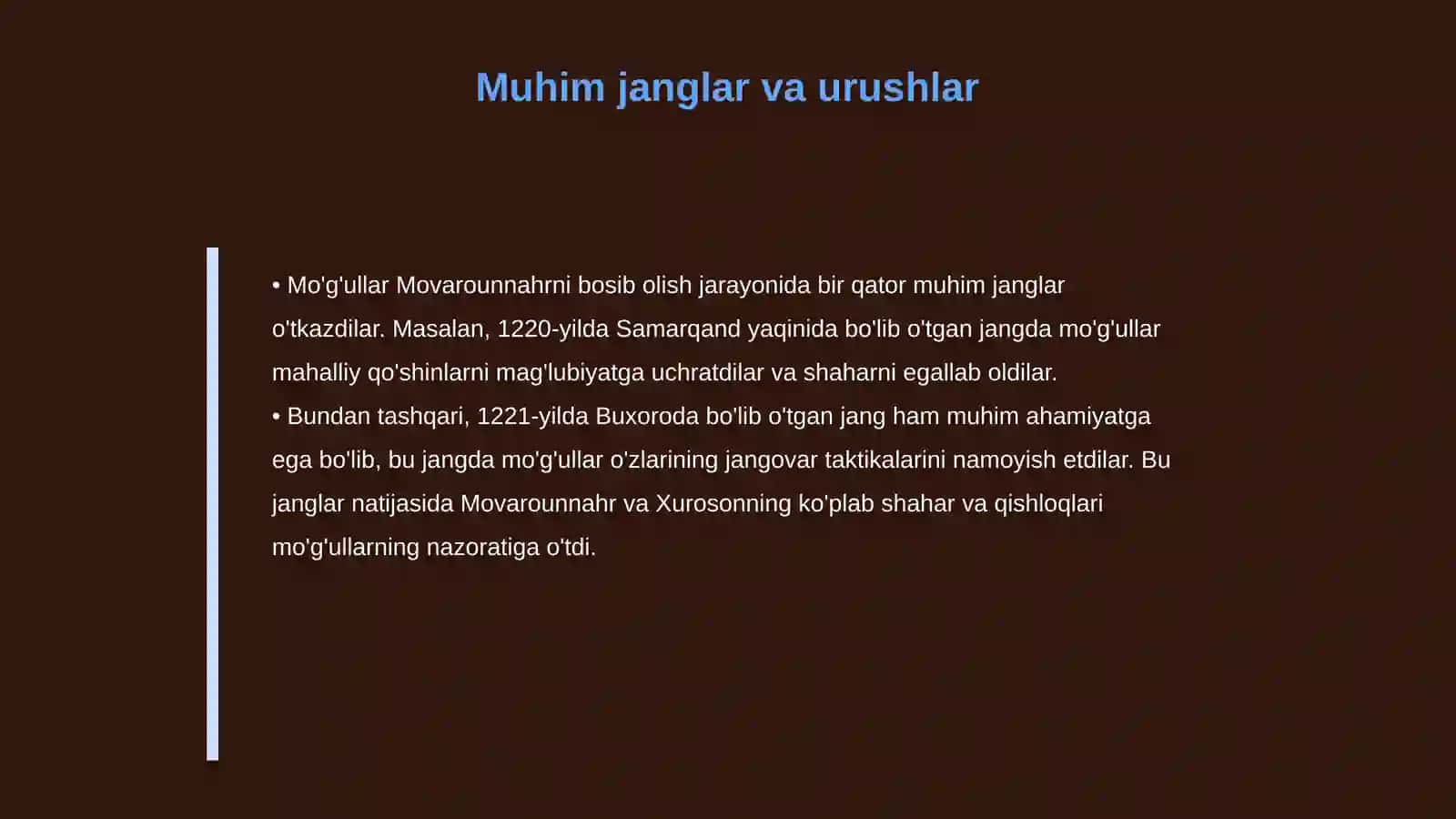 Movarounnahr va Xurosonning moʻgʻullar tomonidan bosib olinishi 4