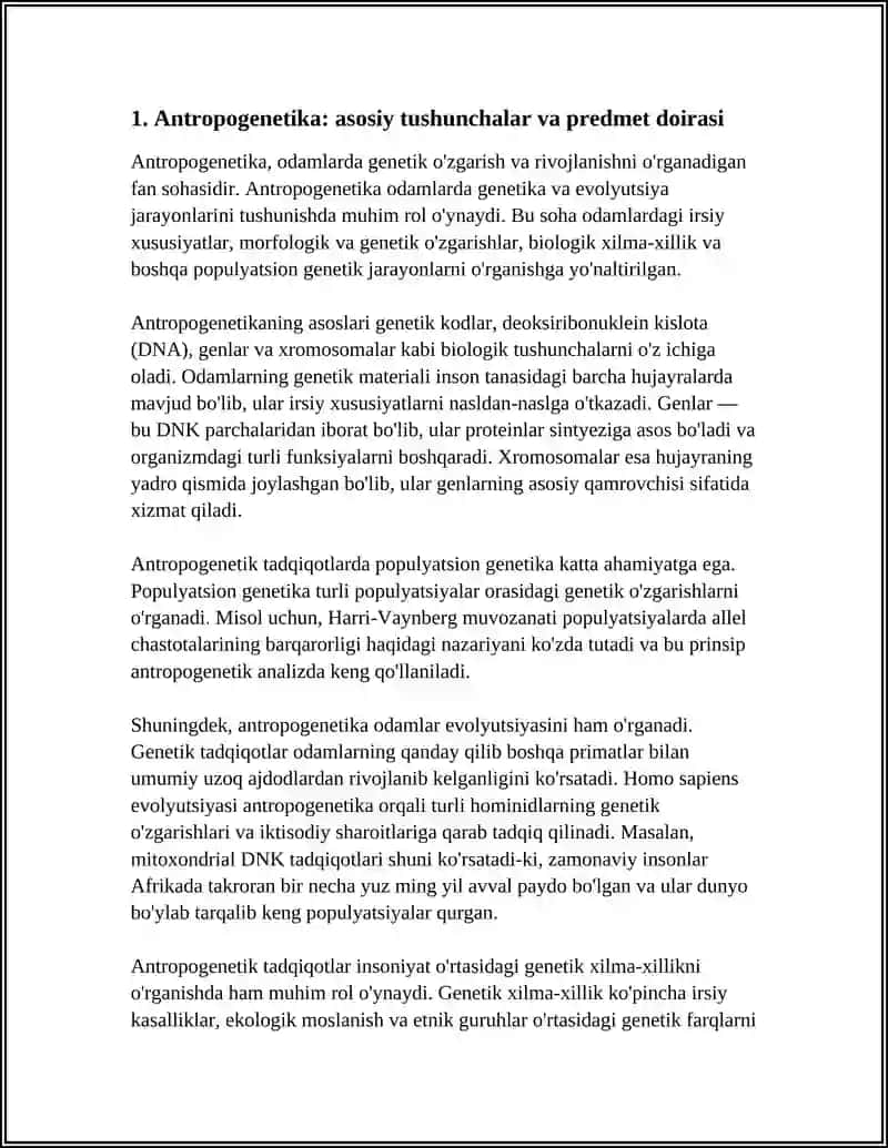 ANTROPOGENETIKA. ODAM IRSIYATINI 0‘RGANISH USULLARI. GENEALOGIYA VA EGIZAKLAR USULLARI 4