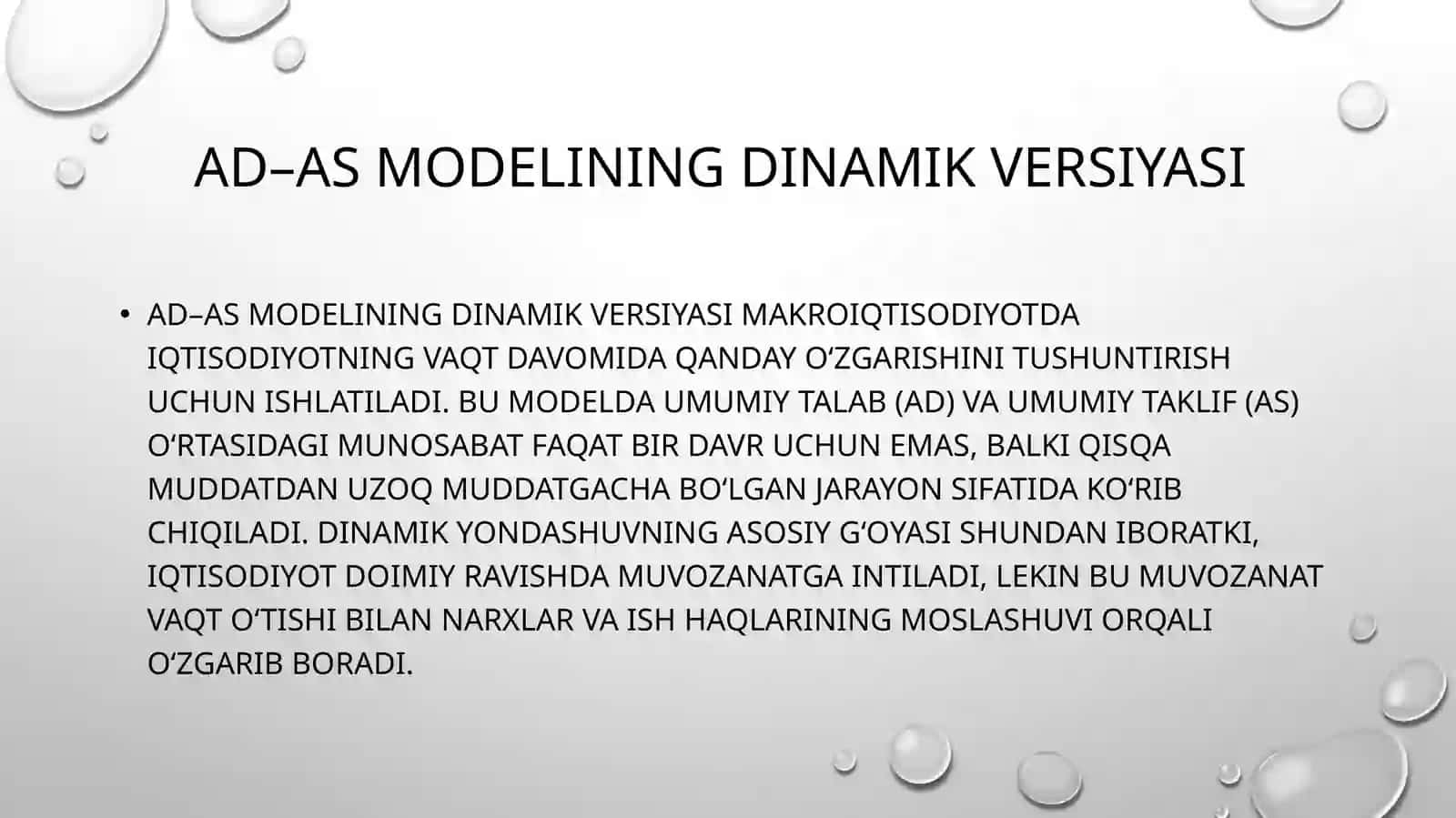 Ad AS modelining dinamik versiyasidan narx moslashuvchanligi 4