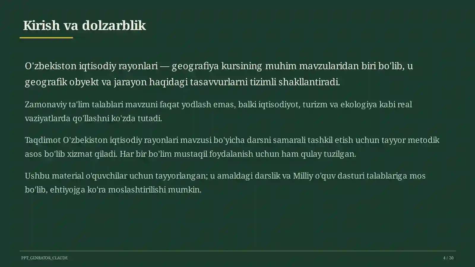 O'zbekiston iqtisodiy rayonlari (9-sinf) 4
