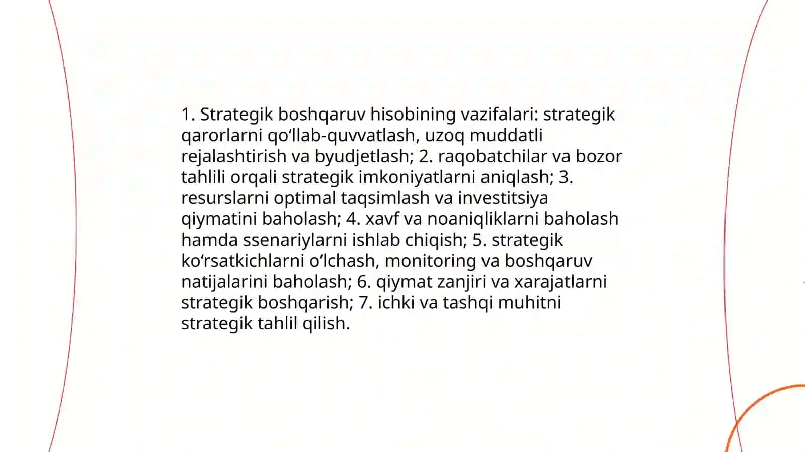 Strategik boshqaruv hisobining mohiyati va vazifalari 4