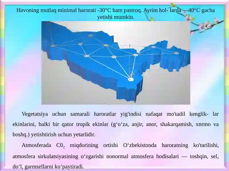 O'zbekiston iqlimini o'zgarishi va uning kutilayotgan oqibatlari 4
