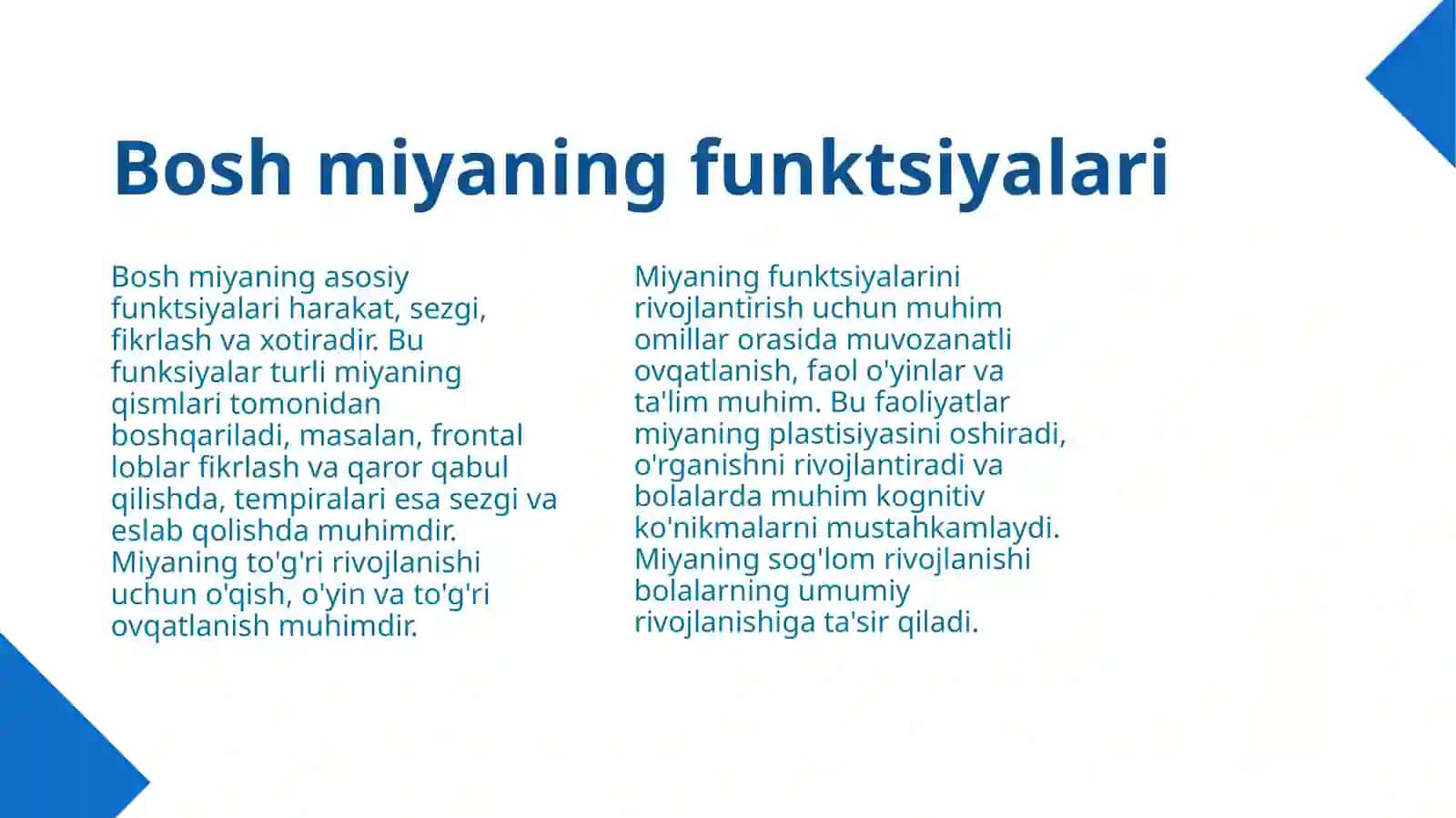 Bosh miyaning tarbiyalash usullari 4