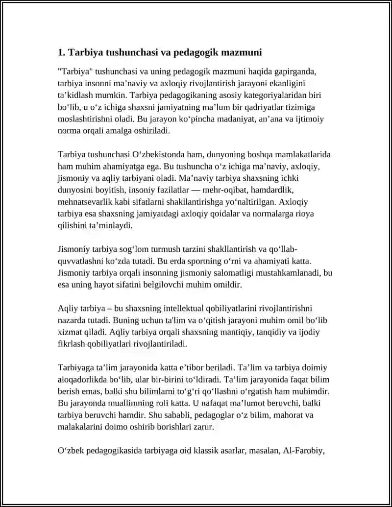 PEDAGOGIKANING ASOSIY KATEGORIYALARI:TARBIYA,TA’LIM,O’QITISH 4