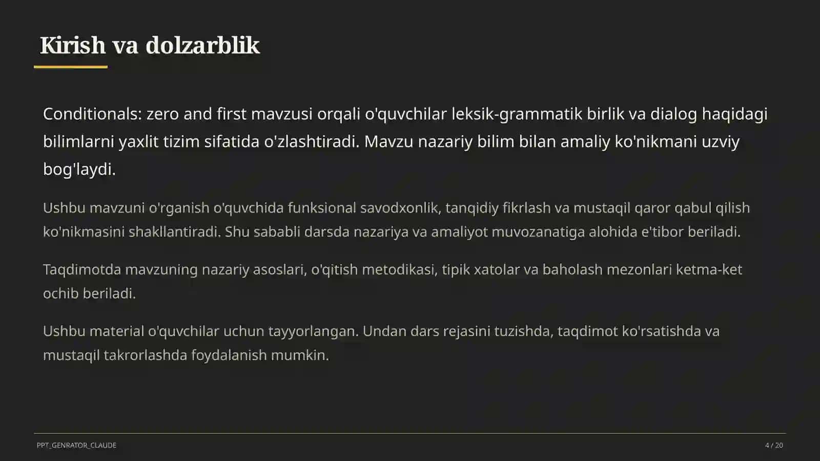 Conditionals: zero and first (8-sinf) 4