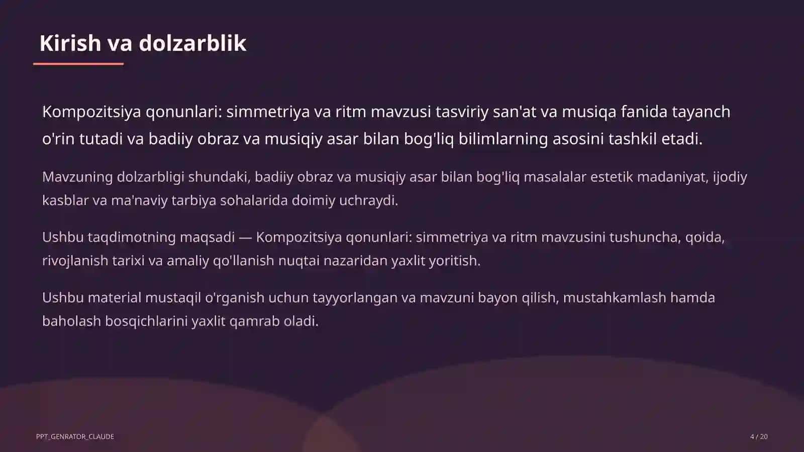 Kompozitsiya qonunlari: simmetriya va ritm (7-sinf) 4