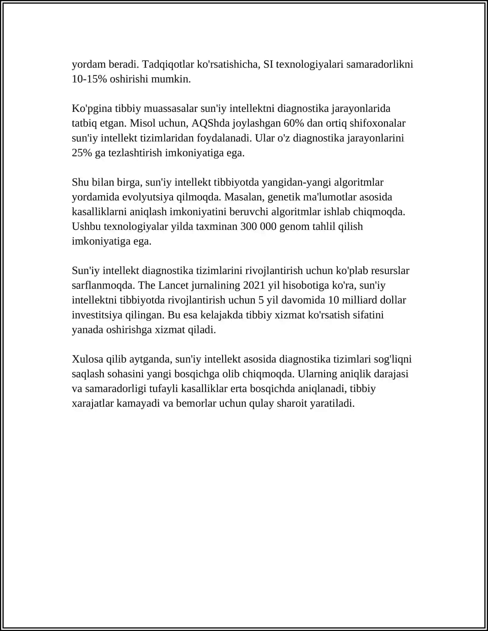 TIBBIYOTDA RAQAMLI TEXNOLOGIYALAR VA SUNʼIY INTELLEKT 4