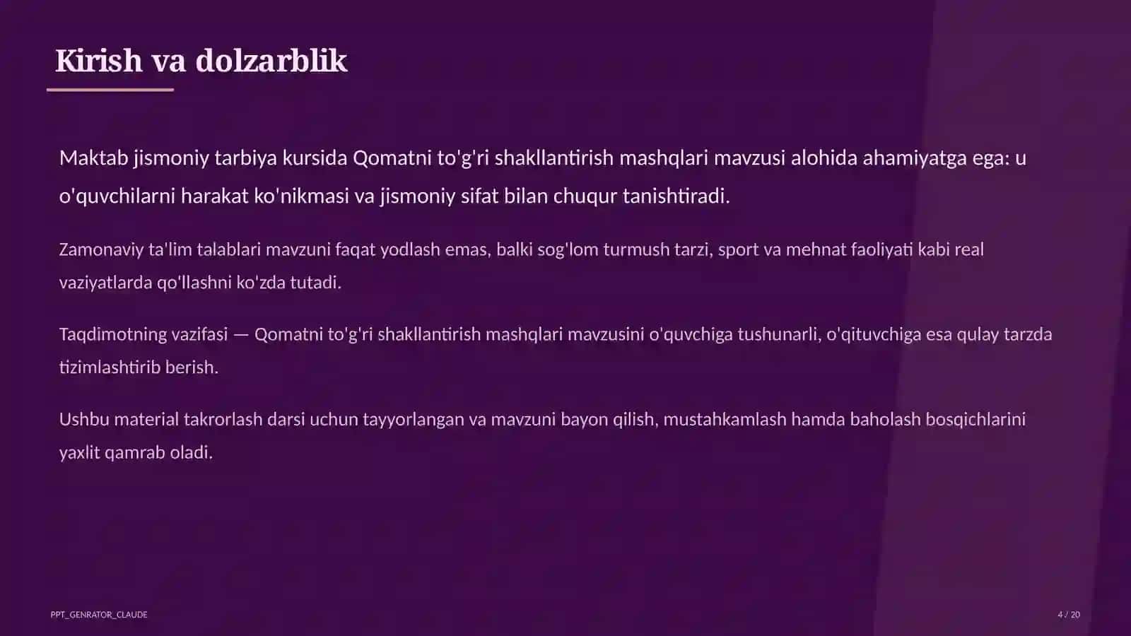 Qomatni to'g'ri shakllantirish mashqlari (2-sinf) 4