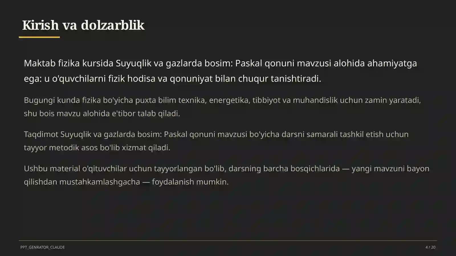 Suyuqlik va gazlarda bosim: Paskal qonuni (7-sinf) 4